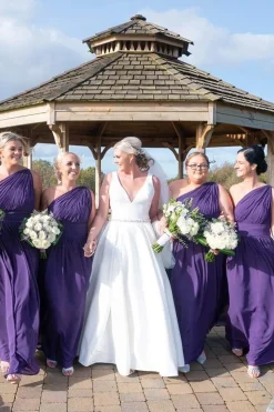 Purple Chiffon One Shoulder Tunic A-Line Long Bridesmaid Dress