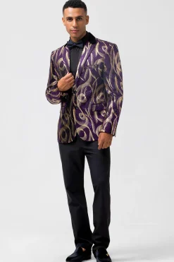 Purple Shawl Lapel Single Breasted Men's Prom Blazer