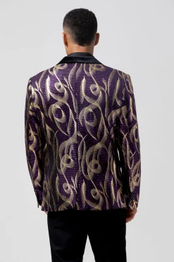 Purple Shawl Lapel Single Breasted Men's Prom Blazer