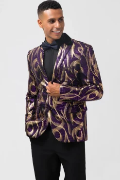 Purple Shawl Lapel Single Breasted Men's Prom Blazer