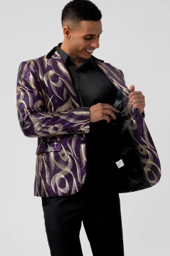 Purple Shawl Lapel Single Breasted Men's Prom Blazer