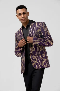 Purple Shawl Lapel Single Breasted Men's Prom Blazer