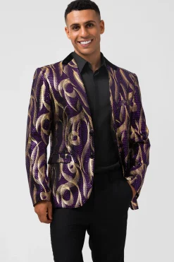Purple Shawl Lapel Single Breasted Men's Prom Blazer