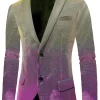 Purple Yellow Notched Lapel Men's Prom Blazer