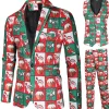 Red and Green 3 Piece Christmas Party Men's Suits