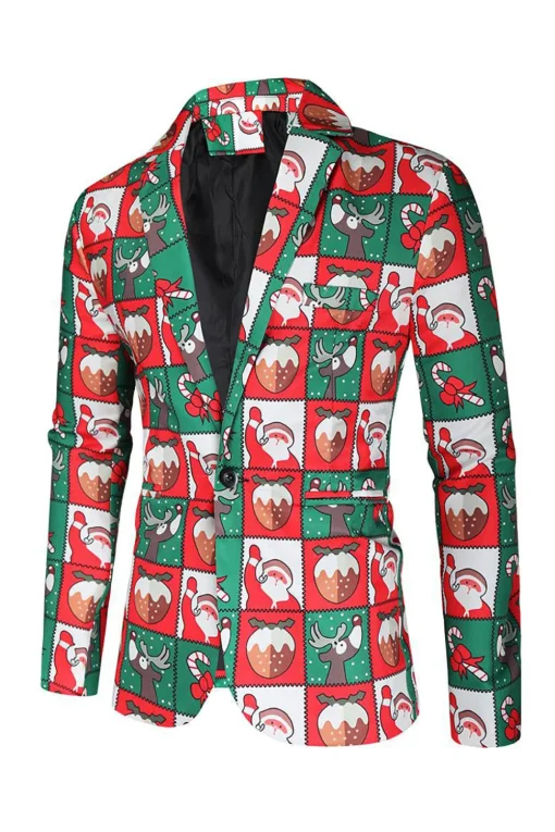 Red and Green 3 Piece Christmas Party Men's Suits