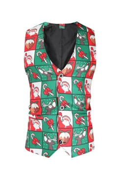 Red and Green 3 Piece Christmas Party Men's Suits