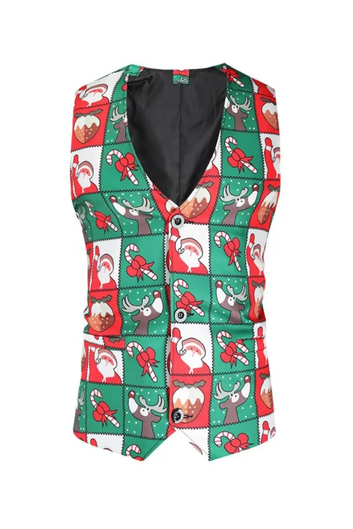 Red and Green 3 Piece Christmas Party Men's Suits