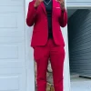 Red Notched Lapel 2 Piece Men's Prom Suits