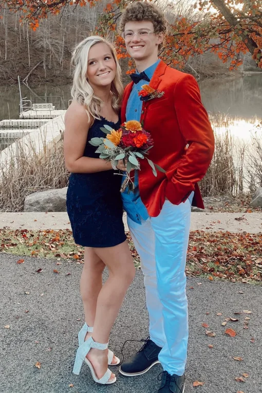 Red Notched Lapel 2 Pieces Single Breasted Men's Prom Suits