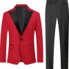 Red Peak Lapel One Button 2 Piece Men's Prom Suits
