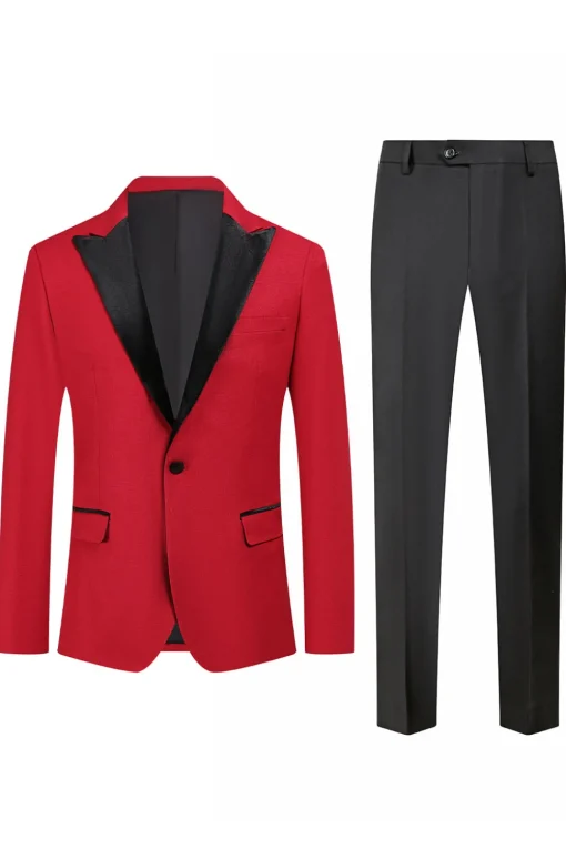 Red Peak Lapel One Button 2 Piece Men's Prom Suits