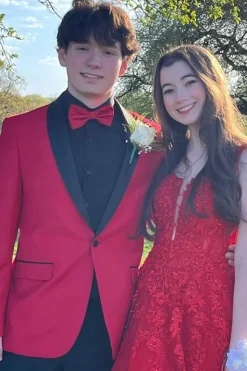 Red Shawl Lapel One Button 2 Pieces Men's Prom Suits