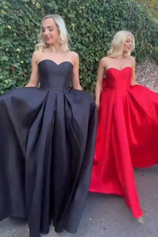 Red Strapless Big Bow Knot Long Prom Dress