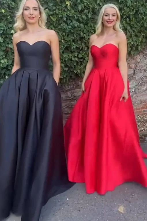 Red Strapless Big Bow Knot Long Prom Dress