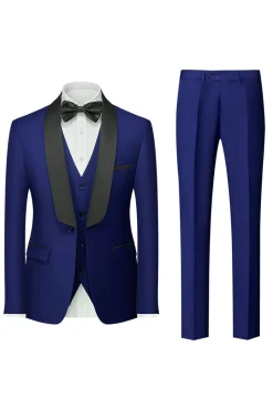 Royal Blue 3 Piece Shawl Lapel Men's Prom Suits