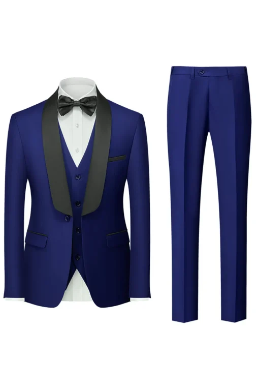 Royal Blue 3 Piece Shawl Lapel Men's Prom Suits