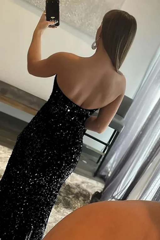 Royal Blue Mermaid Sequins Long Prom Dress with Slit