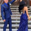 Royal Blue Peak Lapel Jacquard One Button 2-Piece Prom Suits