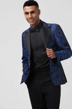 Royal Blue Peak Lapel Men's Blazer