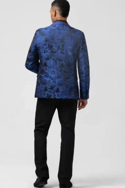Royal Blue Peak Lapel Men's Blazer