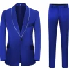 Royal Blue 3-Piece Shawl Lapel One Button Prom Suits