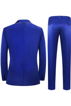 Royal Blue 3-Piece Shawl Lapel One Button Prom Suits