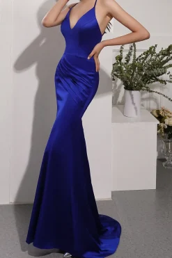 Royal Blue Satin Evening Dress
