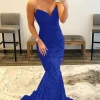 Royal Blue Sequin Mermaid Strapless Prom Dress