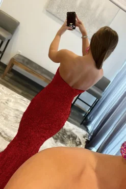Royal Blue Sequin Mermaid Strapless Prom Dress