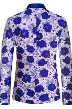 Royal Blue Shawl Lapel Jacquard Men's Prom Blazer