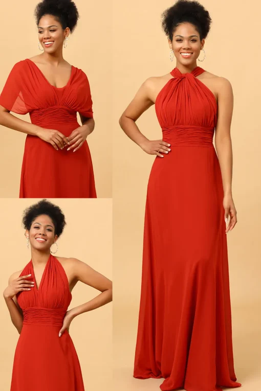 Rust Red Convertible Chiffon Bridesmaid Dress