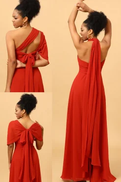 Rust Red Convertible Chiffon Bridesmaid Dress