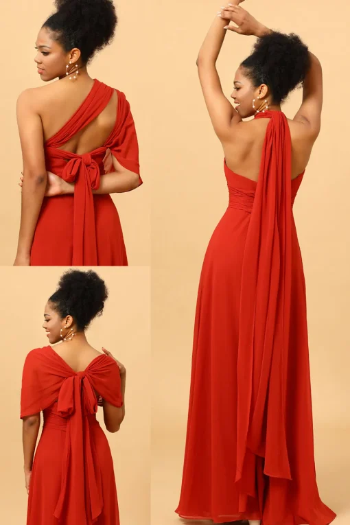 Rust Red Convertible Chiffon Bridesmaid Dress