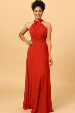 Rust Red Convertible Chiffon Bridesmaid Dress
