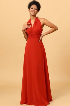 Rust Red Convertible Chiffon Bridesmaid Dress