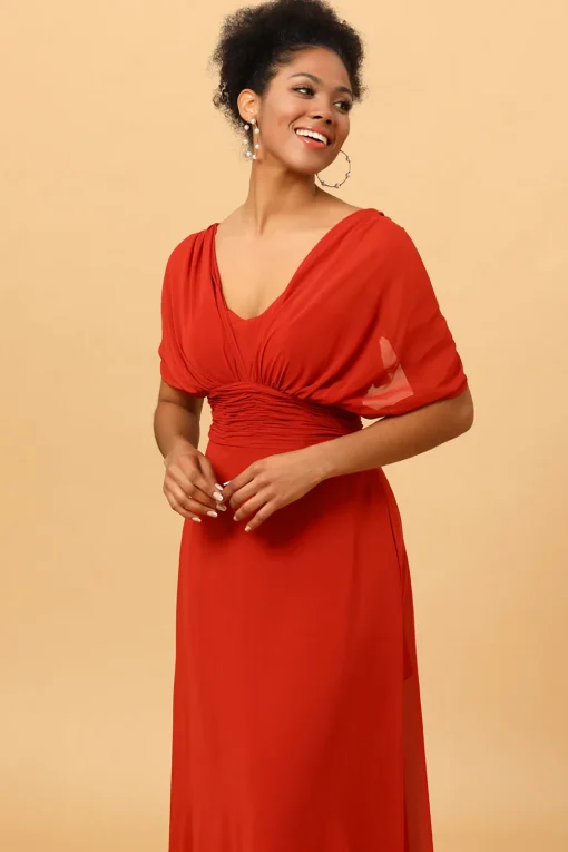 Rust Red Convertible Chiffon Bridesmaid Dress