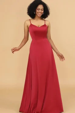 Satin Lace-up Back Bridesmaid Dress