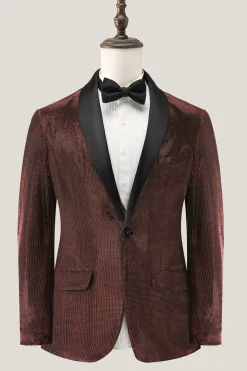 Shawl Lapel Brown One Button Men's Blazer