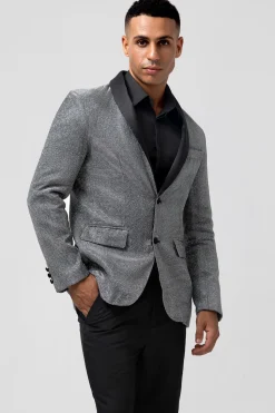 Shawl Lapel Grey Single Breasted Men's Blazer