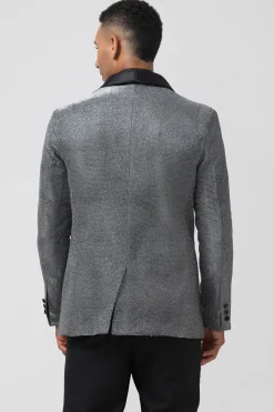 Shawl Lapel Grey Single Breasted Men's Blazer