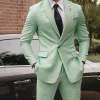 Shawl Lapel Light Green Sparkly Beaded 2 Pieces Men's Suits with One Button