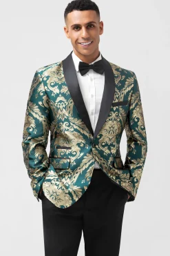 Shawl Lapel One Button Dark Green Men's Blazer