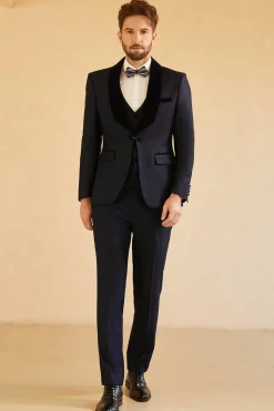 Shawl Lapel One Button Navy Wedding Suits For Men