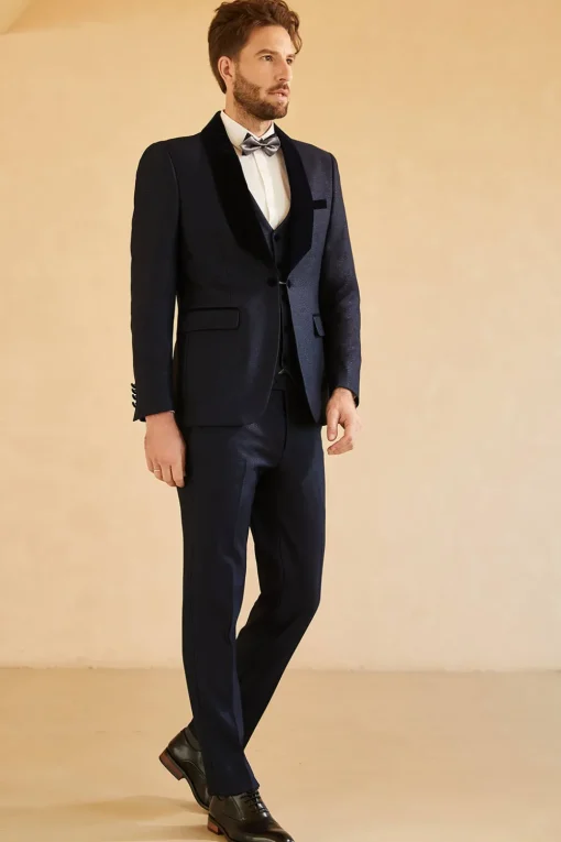 Shawl Lapel One Button Navy Wedding Suits For Men