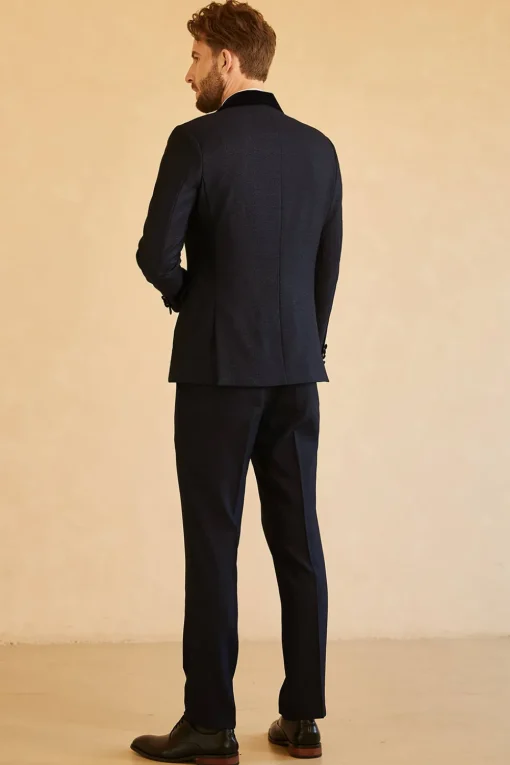 Shawl Lapel One Button Navy Wedding Suits For Men