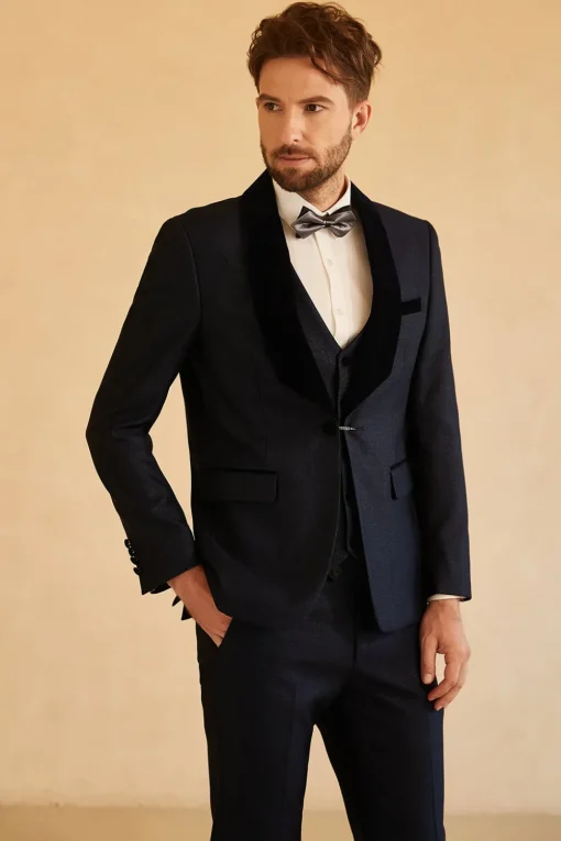 Shawl Lapel One Button Navy Wedding Suits For Men