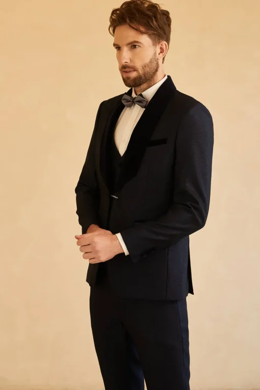 Shawl Lapel One Button Navy Wedding Suits For Men
