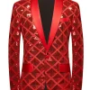 Shawl Lapel One Button Red Sequins Men's Prom Blazer