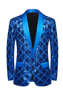 Shawl Lapel One Button Red Sequins Men's Prom Blazer